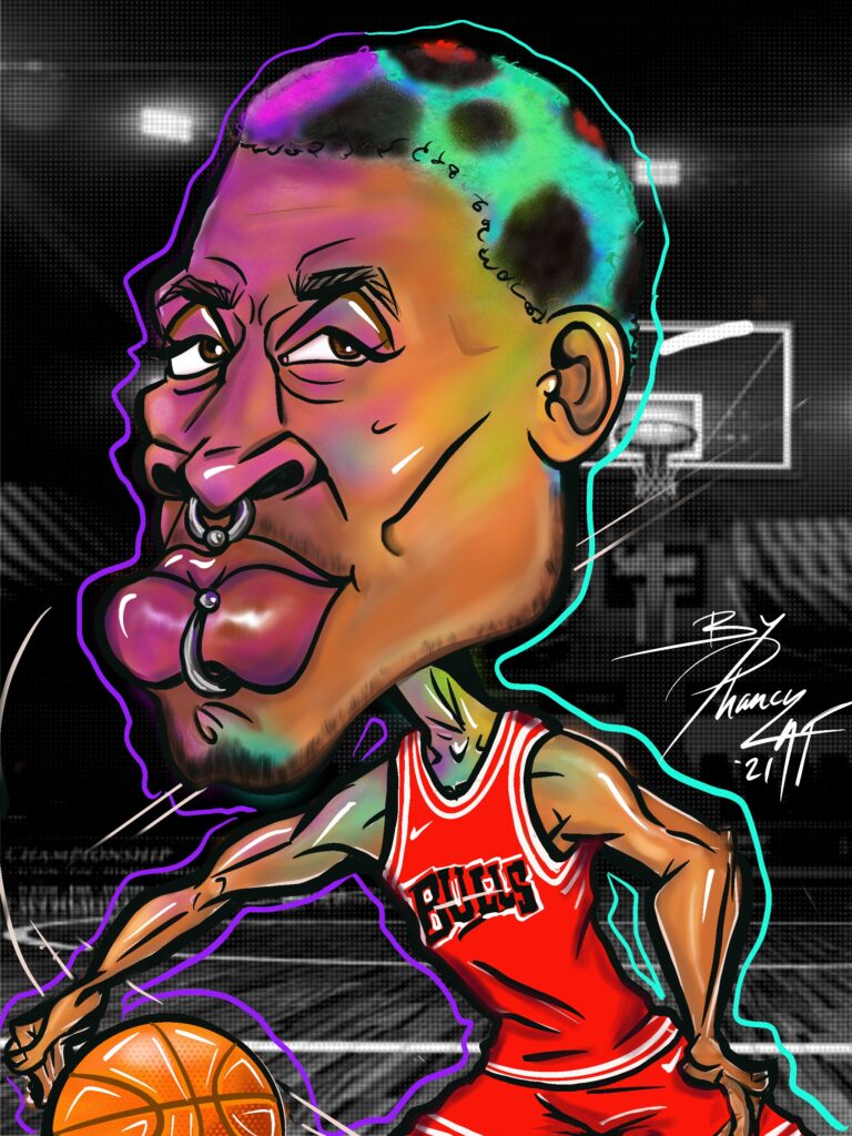 Dennis Rodman Bulls Player Caricature